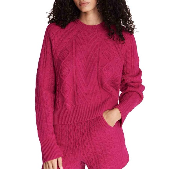 NWT Rag & Bone Pierce Cashmere Cable Sweater in Plum Size Extra Large - Picture 2 of 13